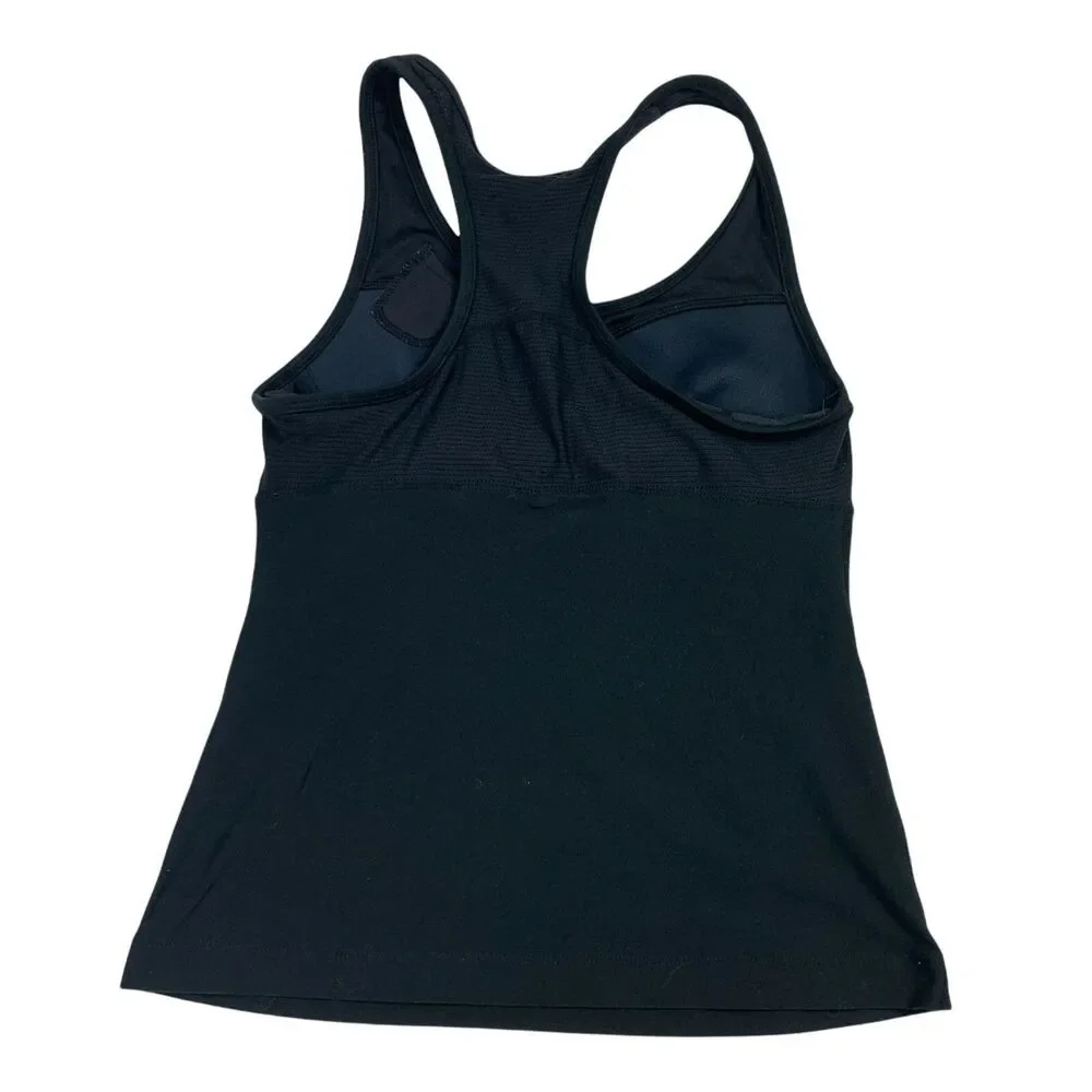 Nike Dri-Fit Small Black Racerback Fitted Athletic Bra Built In Running Aerobics - Picture 2 of 4